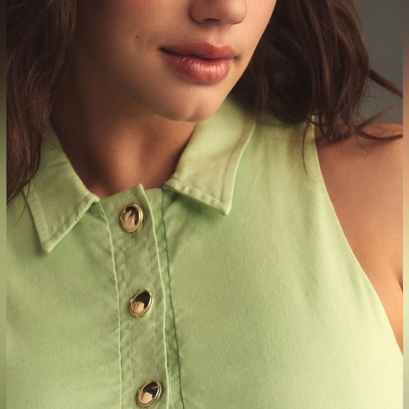 Anthropologie Maeve Linen Collared Button-Front Mini Dress - Picture 7 of 13